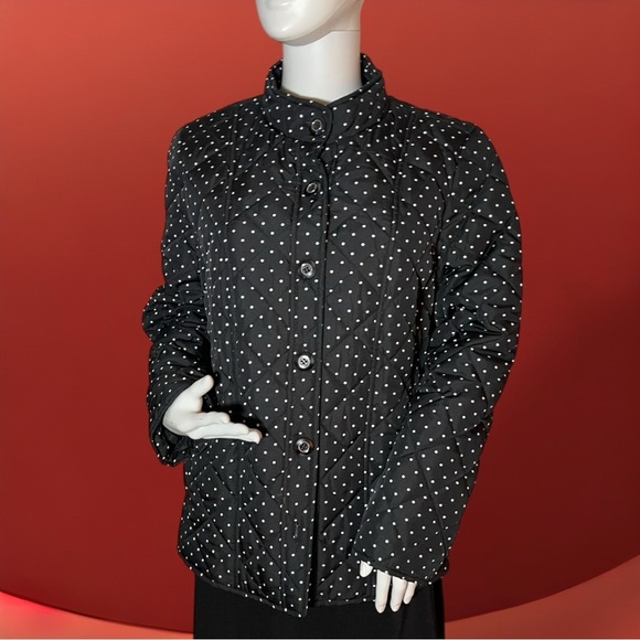 Chico's Jackets & Blazers - NWT CHICO’S $139 Black Polka-Dot Mandarin Collar Quilted Jacket 2 (Large 12/14)